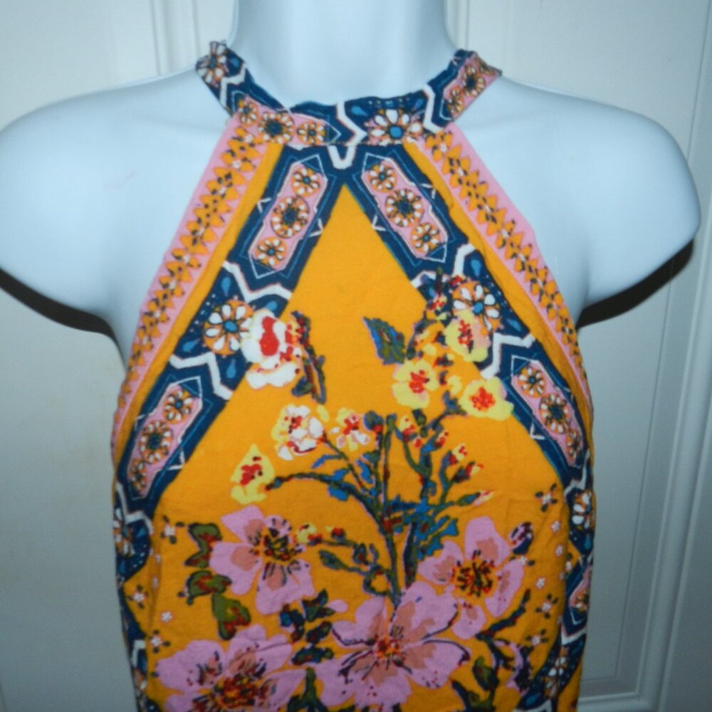 Free People New Wave Yellow💐Floral Halter 🌸Top M MSRP $108 Boho🆕📦⌚🏃💨⚡🚚 - Picture 7 of 16